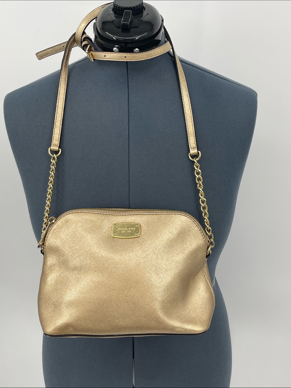 Michael Kors Metallic Gold Saffiano Crossbody Shoulder Bag